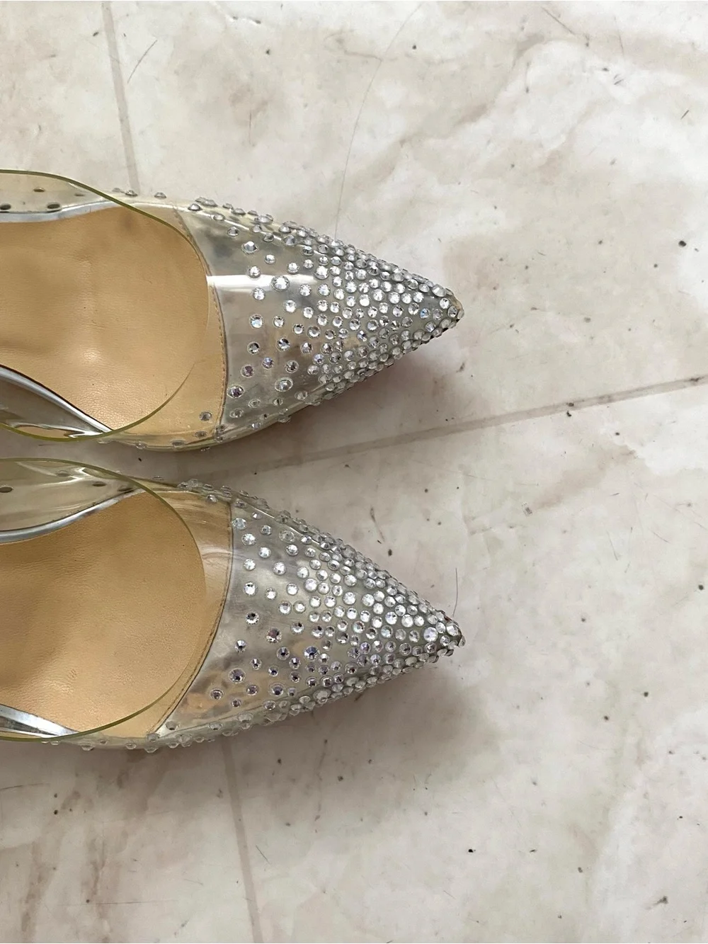 $1495 Christian Louboutin Degrastrass PVC Crystal Pink Glitter Pumps Heels 6/36